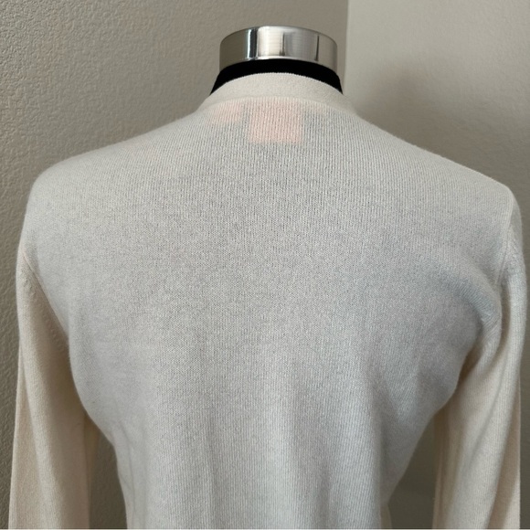Tory Burch 100% Cashmere Women's Button Up Cream Cardigan Sweater Size M - Picture 9 of 13